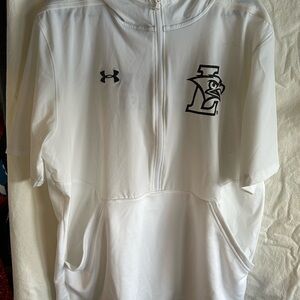 Under Armour White Short-Sleeve Pullover Hoodie with Black Logos